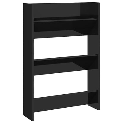 Wall Shoe Cabinets 2 pcs  High Gloss Black 60x18x90cm Engineered Wood