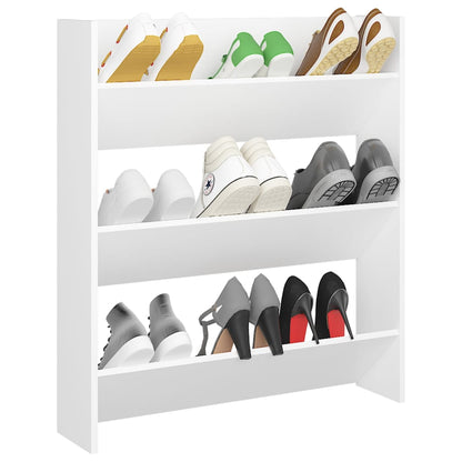 Wall Shoe Cabinet White 80x18x90 cm Engineered Wood