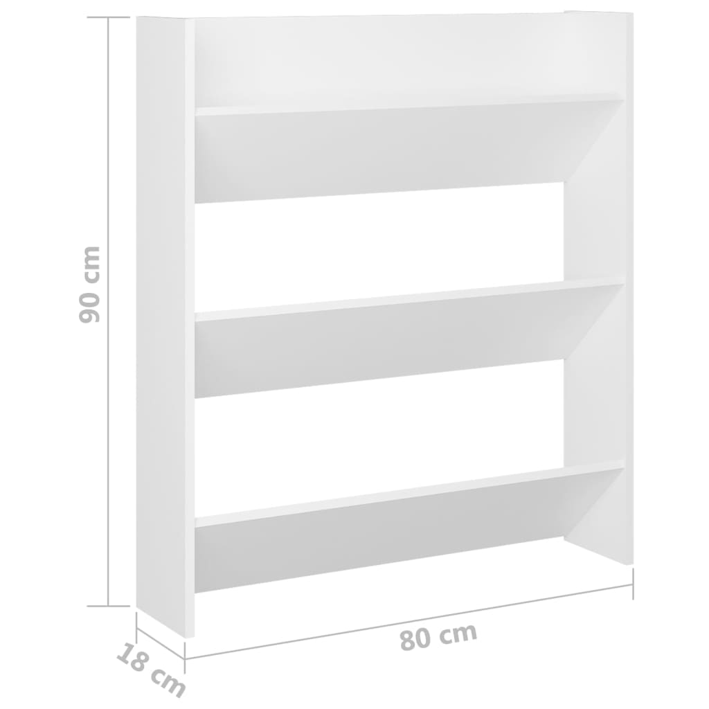 Wall Shoe Cabinet White 80x18x90 cm Engineered Wood