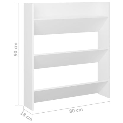 Wall Shoe Cabinet White 80x18x90 cm Engineered Wood