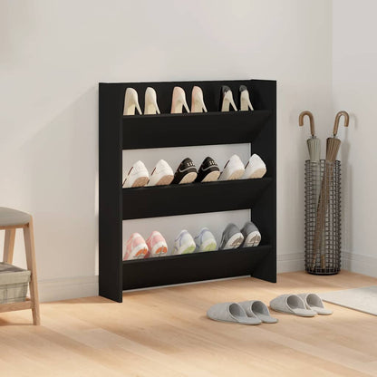 Wall Shoe Cabinet | Black | Engineered wood | Medium