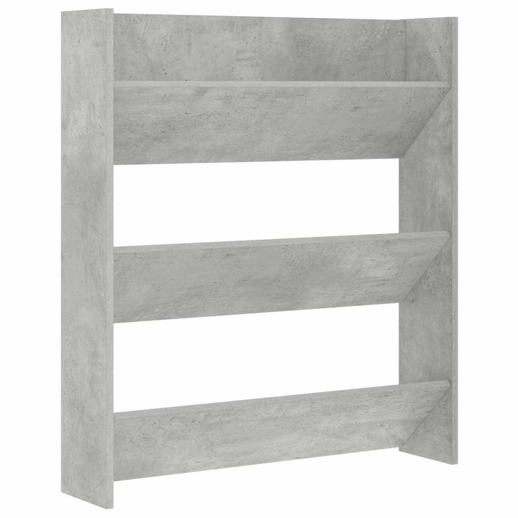 Wall Shoe Cabinet Concrete Grey 80x18x90 cm Engineered Wood
