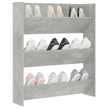 Wall Shoe Cabinet Concrete Grey 80x18x90 cm Engineered Wood