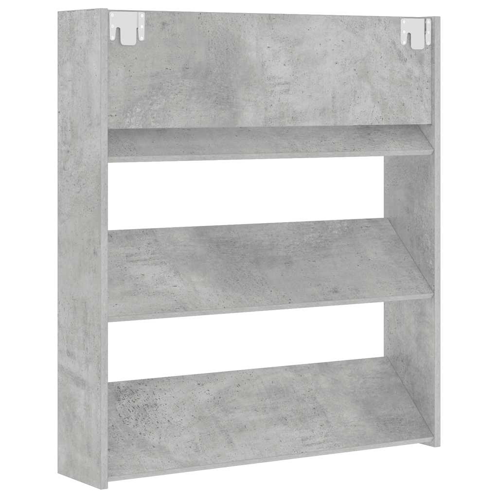 Wall Shoe Cabinet Concrete Grey 80x18x90 cm Engineered Wood