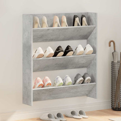 Wall Shoe Cabinet Concrete Grey 80x18x90 cm Engineered Wood