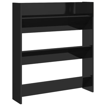 Wall Shoe Cabinet High Gloss Black 80x18x90 cm Engineered Wood