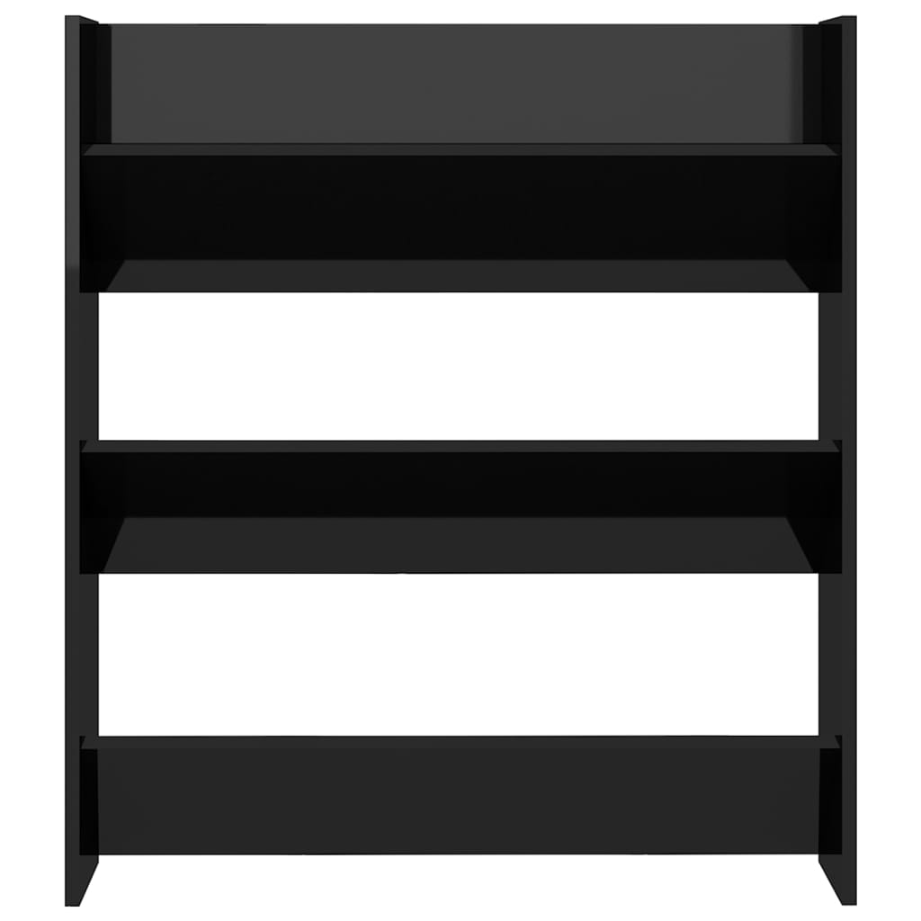 Wall Shoe Cabinet High Gloss Black 80x18x90 cm Engineered Wood