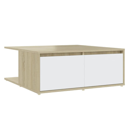 Coffee Table White and Sonoma Oak 80x80x31 cm Engineered Wood