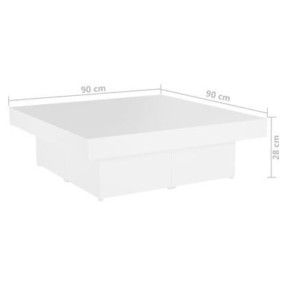 Coffee Table White 35.4"x35.4"x11" Engineered Wood