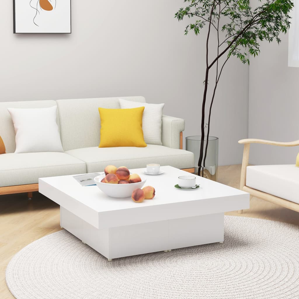 Coffee Table White 35.4"x35.4"x11" Engineered Wood