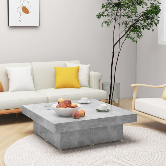Coffee Table | Concrete Grey | Engineered Wood | 90 x 90 x 28 cm | Modern