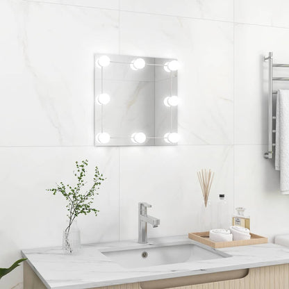 Wall Mirror with LED Lights Square Glass