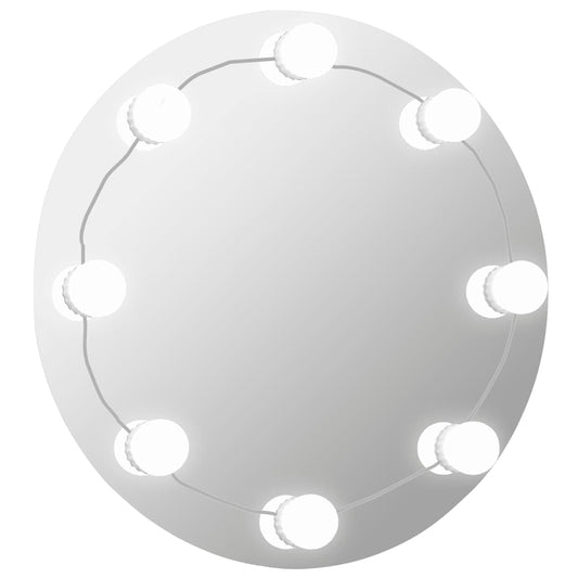 Wall Mirror With LED Light | Silver | Glass, Plastic | 50 cm Diameter