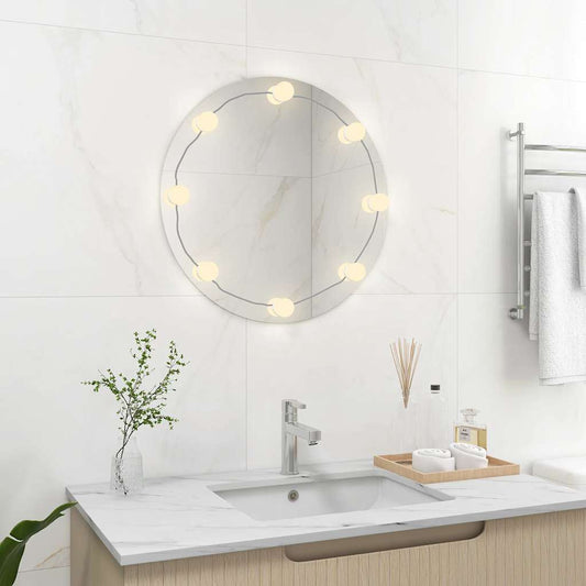 Wall Mirror With LED Light | Silver | Glass | 60 cm diameter