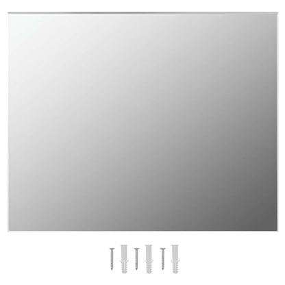 Wall Frameless Mirror with LED Lights Rectangular Glass