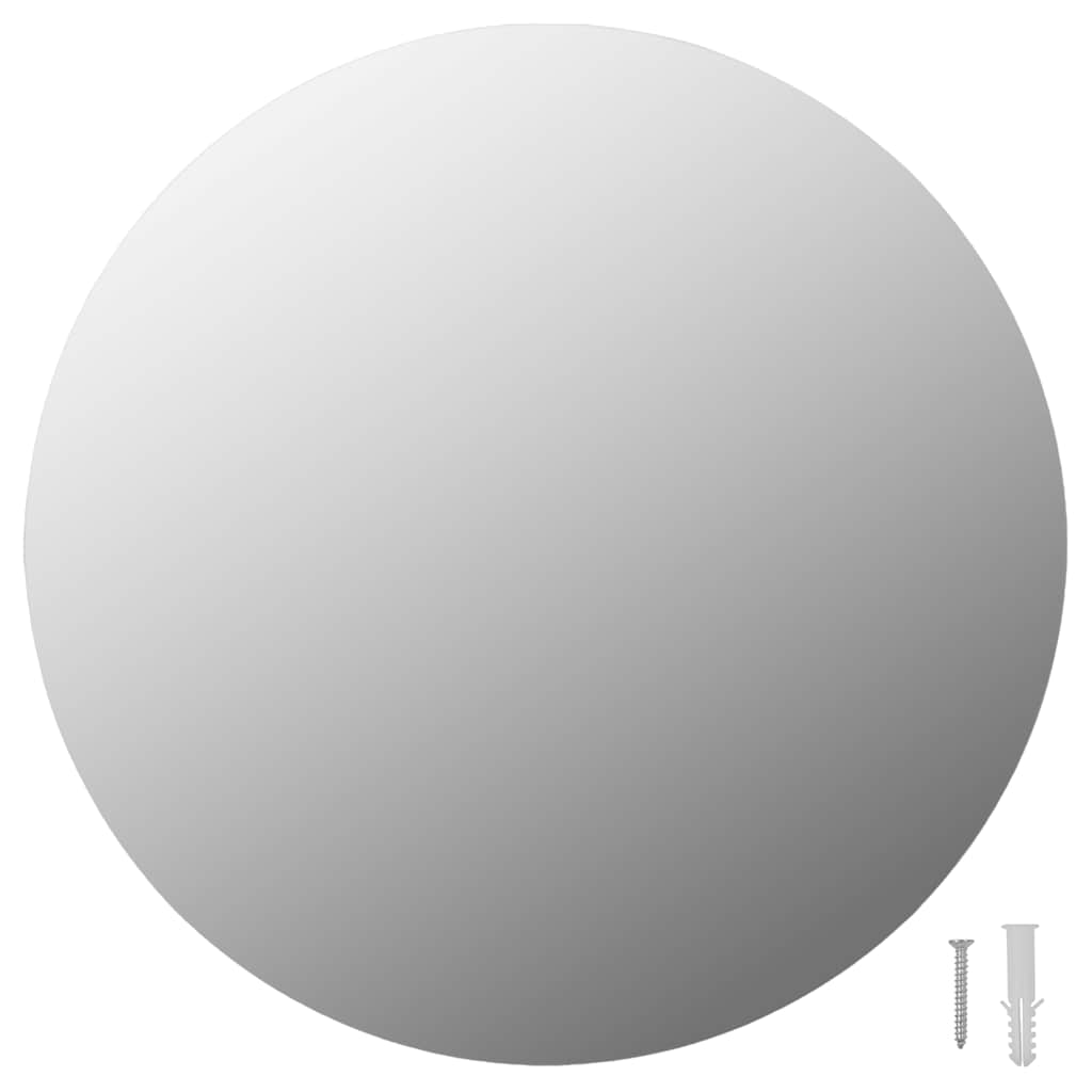 Wall Frameless Mirror with LED Lights Round Glass