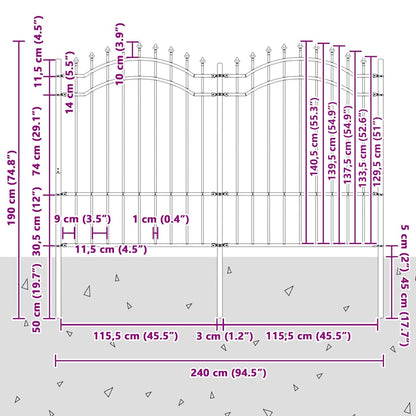 Garden Fence "Woerden" with Spear Top Black 240x150 cm Steel
