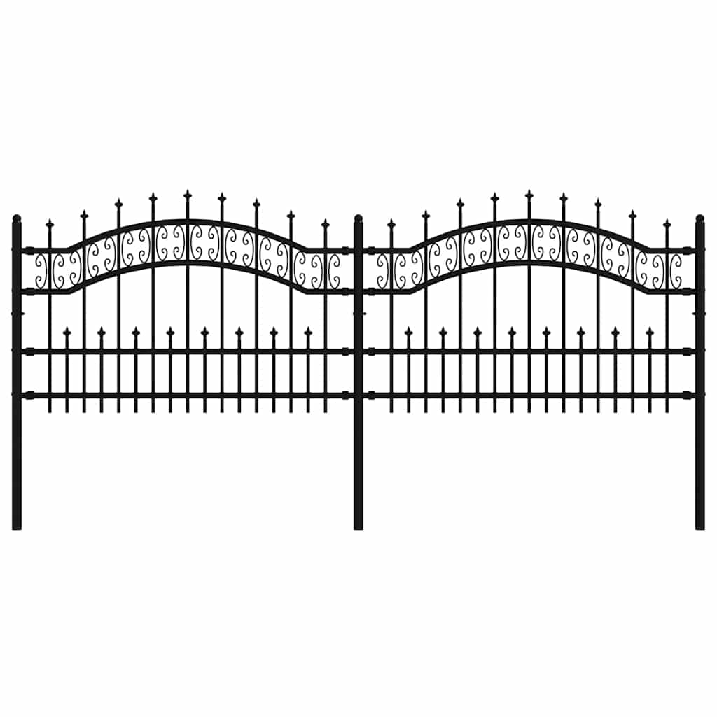 Garden Fence KAMPEN" with Spear Top Black 240x75 cm Steel