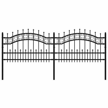 Garden Fence KAMPEN" with Spear Top Black 240x75 cm Steel