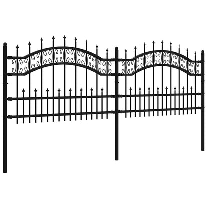Garden Fence KAMPEN" with Spear Top Black 240x75 cm Steel