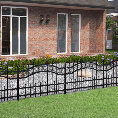 Garden Fence KAMPEN" with Spear Top Black 240x75 cm Steel