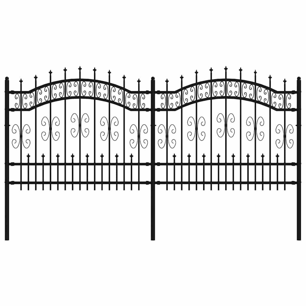 Garden Fence KAMPEN" with Spear Top Black 240x100 cm Steel
