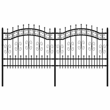 Garden Fence KAMPEN" with Spear Top Black 240x100 cm Steel