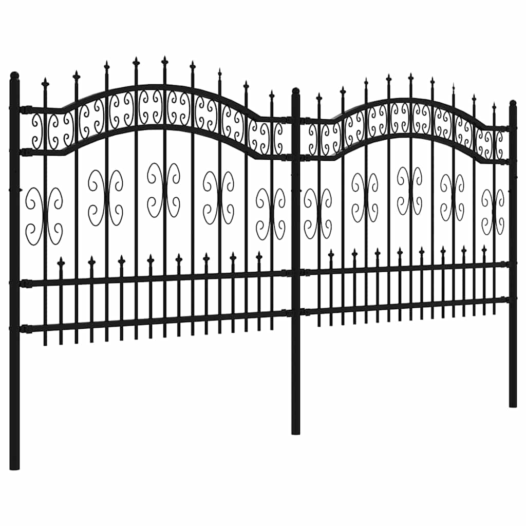 Garden Fence KAMPEN" with Spear Top Black 240x100 cm Steel