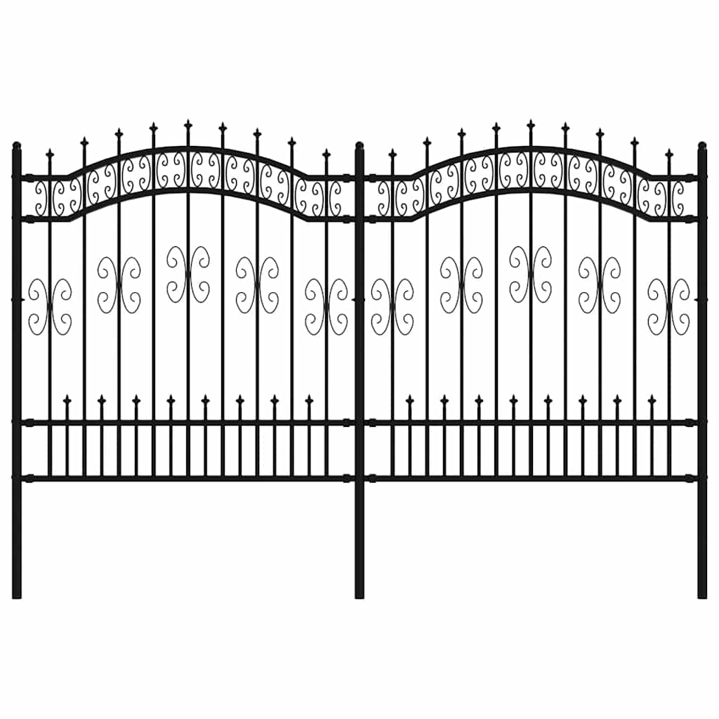 Garden Fence KAMPEN" with Spear Top Black 240x125 cm Steel