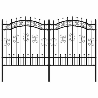 Garden Fence KAMPEN" with Spear Top Black 240x125 cm Steel