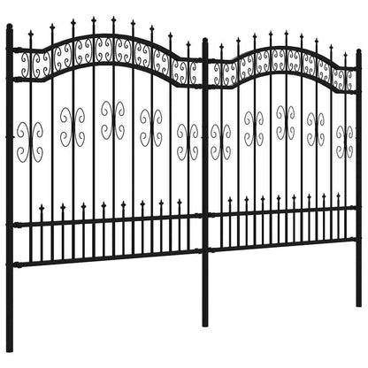 Garden Fence KAMPEN" with Spear Top Black 240x125 cm Steel