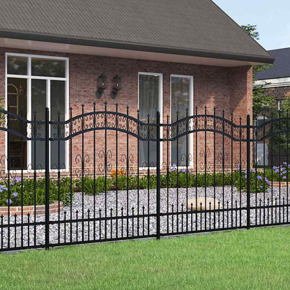 Garden Fence KAMPEN" with Spear Top Black 240x125 cm Steel