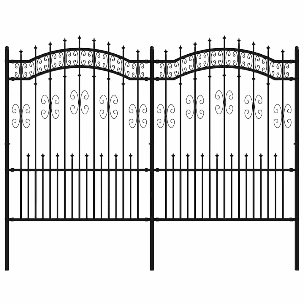 Garden Fence KAMPEN" with Spear Top Black 240x150 cm Steel