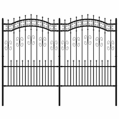 Garden Fence KAMPEN" with Spear Top Black 240x150 cm Steel