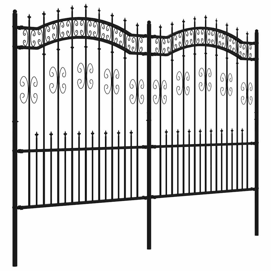 Garden Fence KAMPEN" with Spear Top Black 240x150 cm Steel