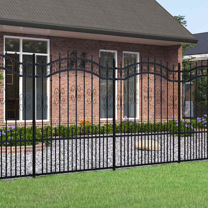 Garden Fence KAMPEN" with Spear Top Black 240x150 cm Steel