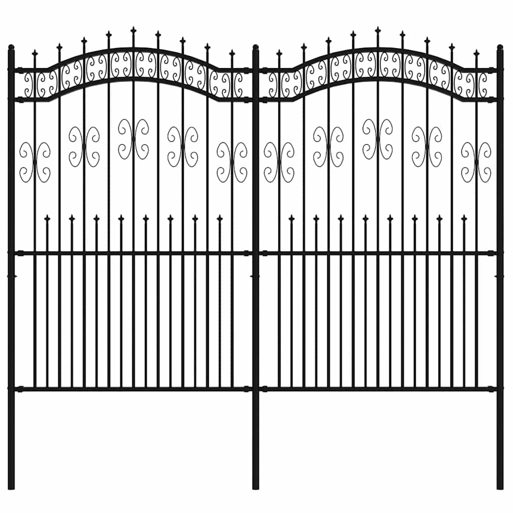 Garden Fence KAMPEN" with Spear Top Black 240x175cm Steel