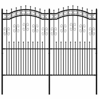 Garden Fence KAMPEN" with Spear Top Black 240x175cm Steel