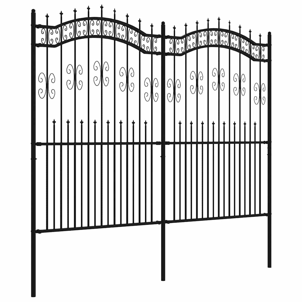 Garden Fence KAMPEN" with Spear Top Black 240x175cm Steel