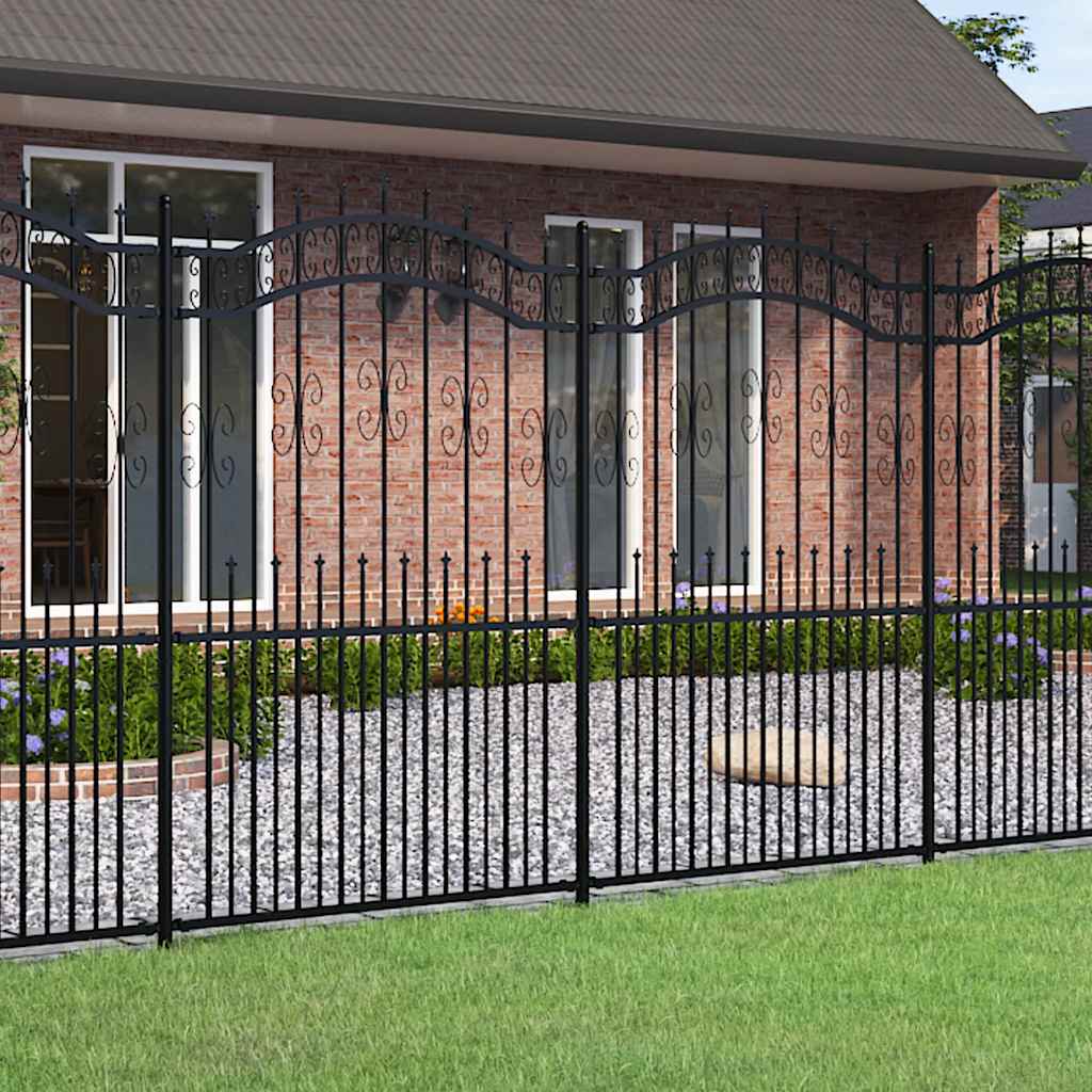 Garden Fence KAMPEN" with Spear Top Black 240x175cm Steel