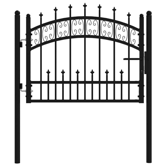 Fence Gate "KAMPEN" with Spear Top Black 103x75 cm Steel