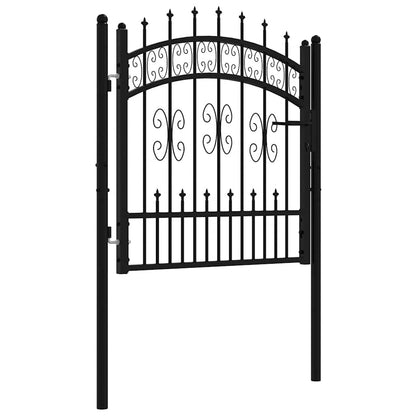 Fence Gate "KAMPEN" with Spear Top Black 103x100 cm Steel