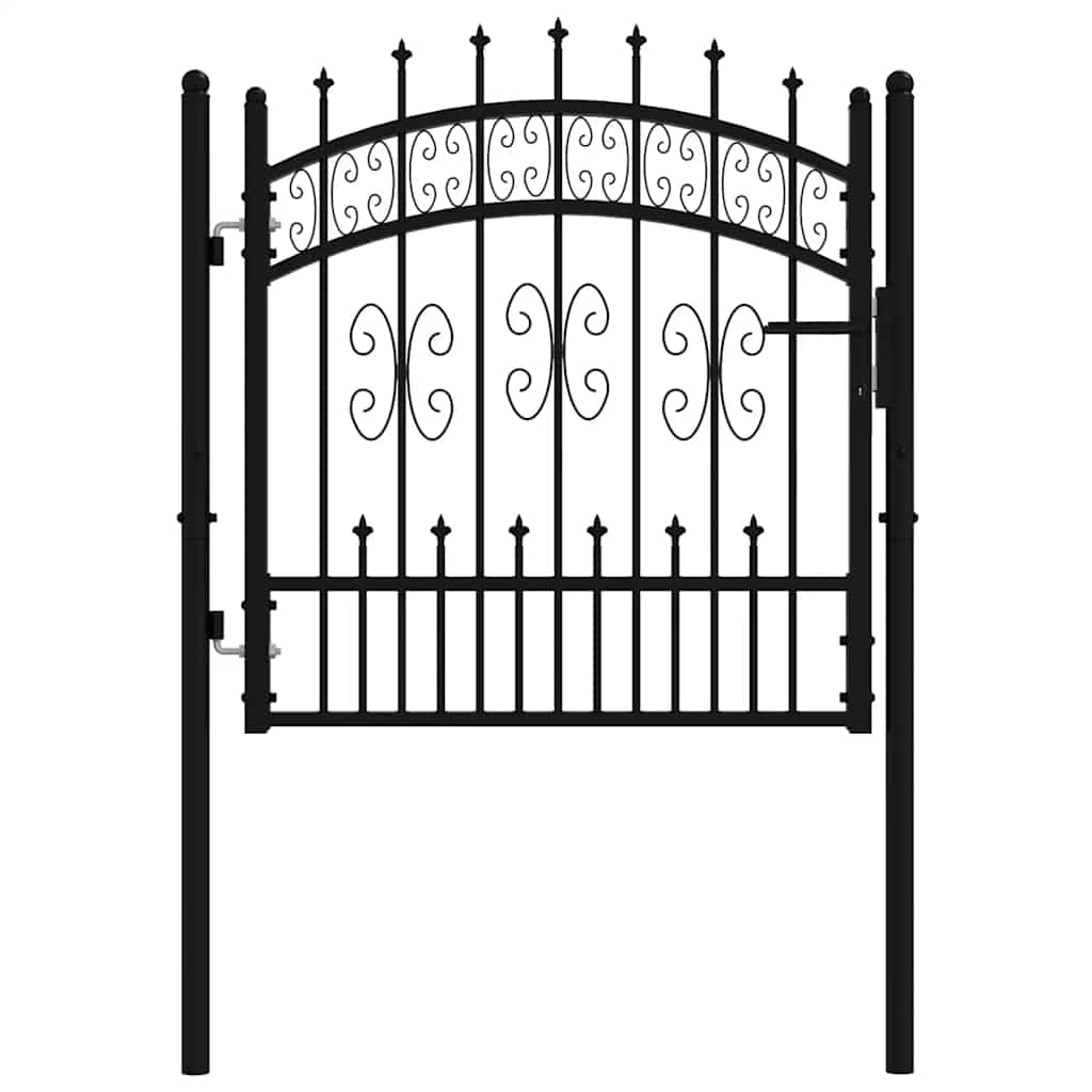 Fence Gate "KAMPEN" with Spear Top Black 103x100 cm Steel