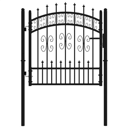Fence Gate "KAMPEN" with Spear Top Black 103x100 cm Steel