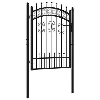 Fence Gate "KAMPEN" with Spear Top Black 103x125 cm Steel