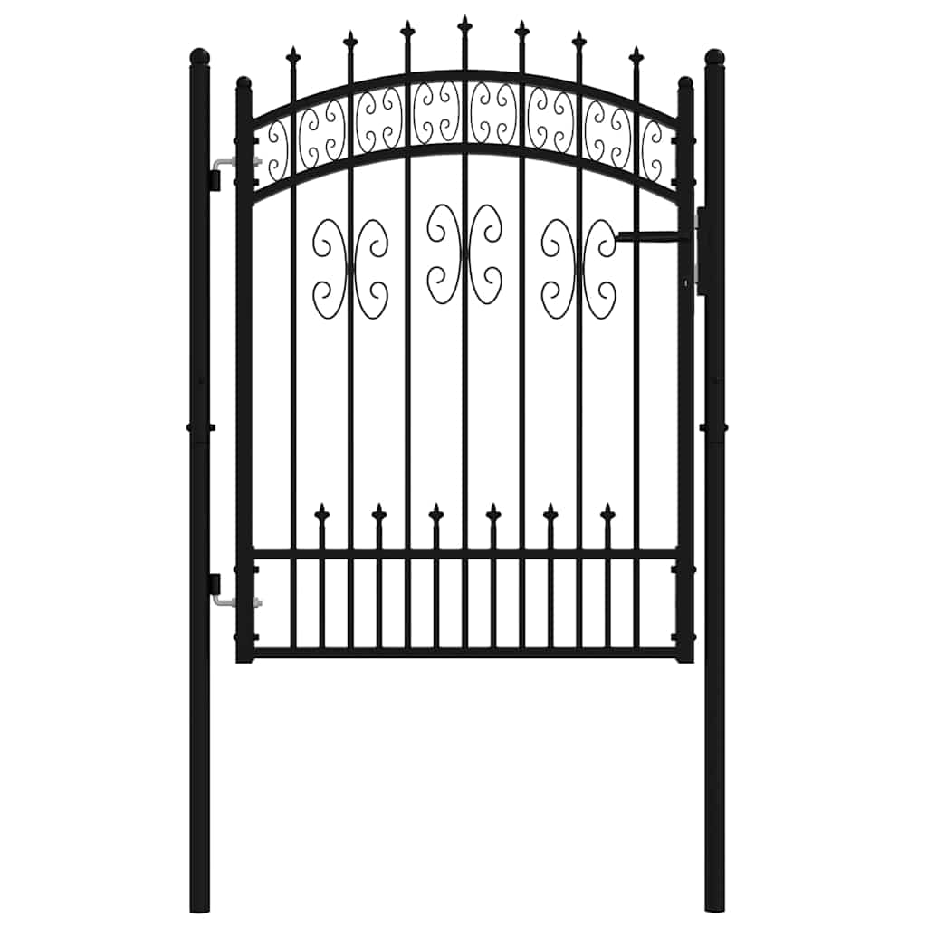 Fence Gate "KAMPEN" with Spear Top Black 103x125 cm Steel