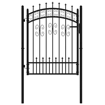 Fence Gate "KAMPEN" with Spear Top Black 103x125 cm Steel