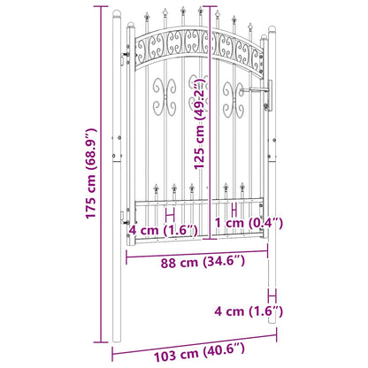 Fence Gate "KAMPEN" with Spear Top Black 103x125 cm Steel