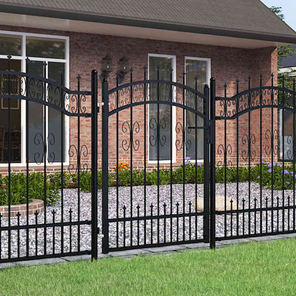 Fence Gate "KAMPEN" with Spear Top Black 103x125 cm Steel