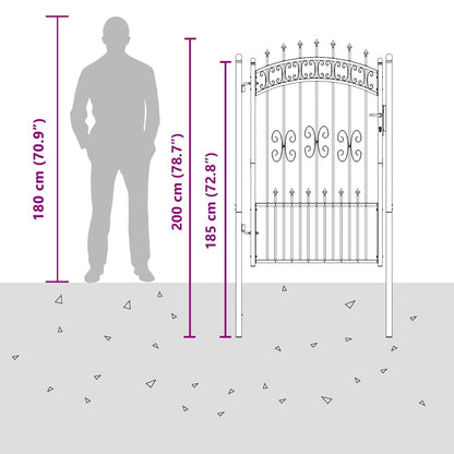 Fence Gate with Spear Top Black 103x175 cm Powder-coated Steel